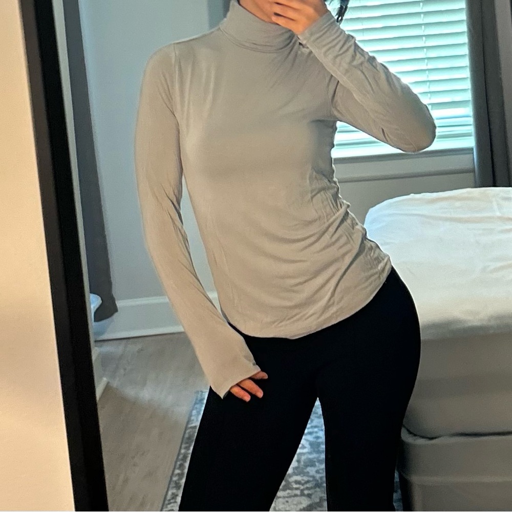Blue Fitted Long Sleeve Top